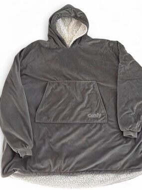 Comfy Oversized Gray Sherpa-Lined Hoodie